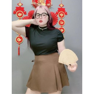 Chân váy ngắn thời trang Nhỏ Clothing Bigsize nữ dáng chữ A màu basic  Vải tây, có lót trong, chất vải tây mặc xinhCV404