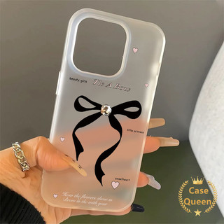 Ốp Lưng Trái Tim Tình Yêu Nơ Đen Dễ Thương Thời Trang Tương Thích Cho IPhone XR 13 15 11 12 16 14 Pro Max 8 16 6 7 6s 15 Plus X XS Max SE Sang Trọng Lỗ Lớn Mờ Trong Suốt