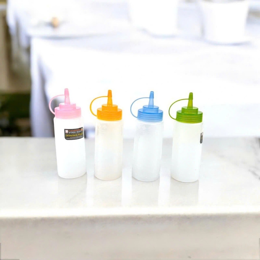 [COMBO 2] Chai Đựng Tương Xốt Vinh Nam Plastic Chai Có Vạch Chia Chống Bụi An Toàn Nhiều Size