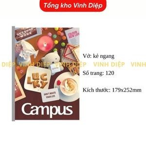 Vở kẻ ngang Campus 80/120/200 trang, vuông gáy, bìa đẹp