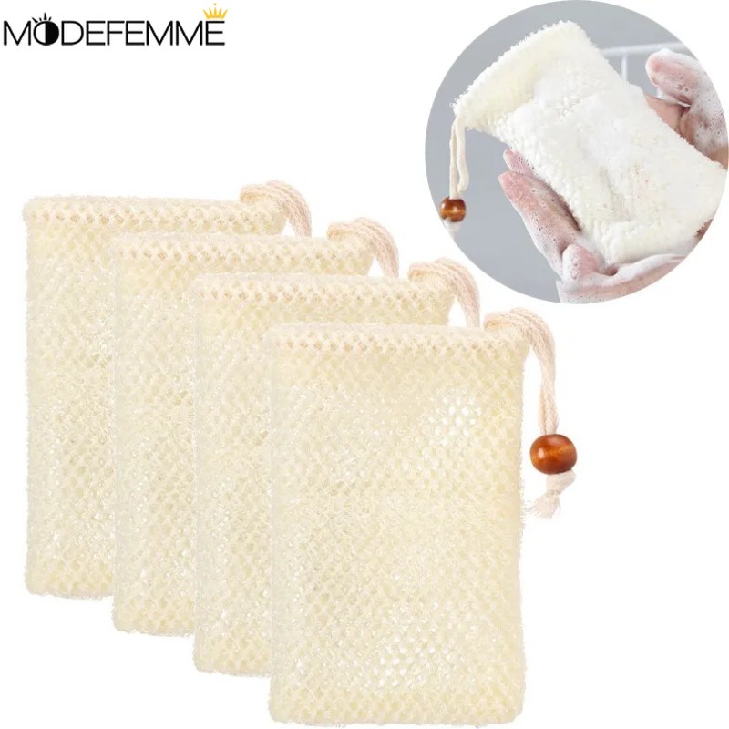 [Fatured] Túi Lưới Đựng Xà Phòng / Bông Tắm Tẩy Tế Bào Chết Bằng cotton Nguyên Chất handmade Có Dây Rút / Túi Đựng Xà Phòng Làm Sạch Da Mặt