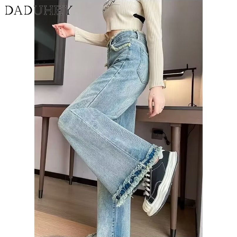 Ảnh Quần jean DADUHEY cạp cao dáng rộng phong cách Mỹ cổ điển cỡ lớn 2