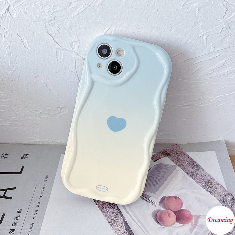 Ốp Lưng Cho Redmi Note 13 12S 11S 10S 9S 8 7 M6 Pro A3 A1 A2 Plus 13C 12C 11A 10C 9A 9C 9T C65 C50 C55 C31 X5 Kem Vồng Cong Edge Motif Dần Dần Màu Hồng Trái Tim Xanh