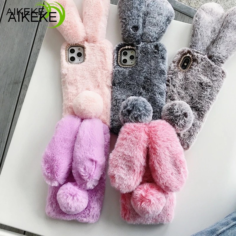 Ốp Điện Thoại Phối Lông Thỏ 3d Ấm Áp Cho samsung galaxy a54 a34 a14 5g a24 4g a14 a04 a04e m04 f04 a20 a30 m20s m10s