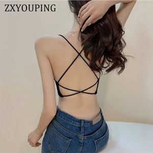 Áo bra ZXYOUPING nâng ngực mỏng dây chéo lưng gợi cảm cho nữ-Áo bra đan dây-Áo bra dây chéo-áo croptop