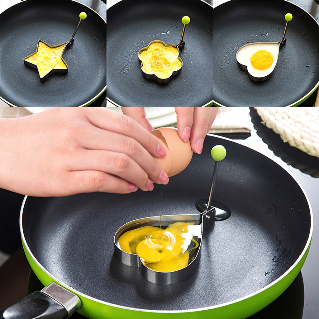 Giá sỉ - Khuôn Inox Rán Trứng, Khuôn Tạo Hình Trứng Làm Bánh Nhiều Hình Đáng Yêu Có Tay Cầm - FETA