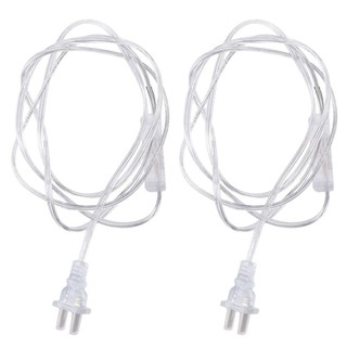 MODOMINO 2 Dây nguồn công tắc cắm trong suốt, Dây đèn trong suốt 2 lõi màu bạc bằng đồng 1,8 mét có công tắc, Cáp kết nối điện thiết bị gia dụng bằng cao su trong suốt bằng nhựa Pvc