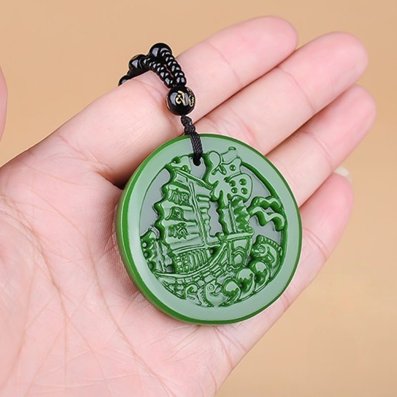 Pinach Mặt Dây Chuyền Hình Nhân Vật Thuyền Buồm Màu Xanh Ngọc Bích Phong Cách Unisex