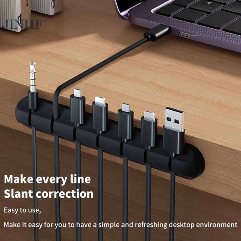 Jinhf Kẹp Silicon Cố Định Dây Cáp usb Linh Hoạt Bảo Vệ Tai Nghe Chuột Bàn Phím