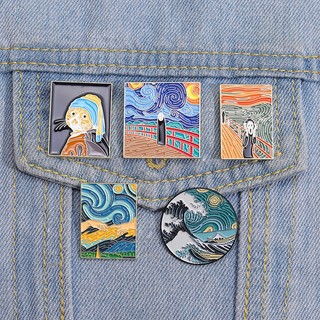 Huy Hiệu Cài Áo Kim Loại 42 Phong Cách van gogh gogh works Menamel Tranh Sơn Dầu Bầu Trời Đầy Sao Cuối Cùng Làm Quà Tặng Cho Bạn Bè