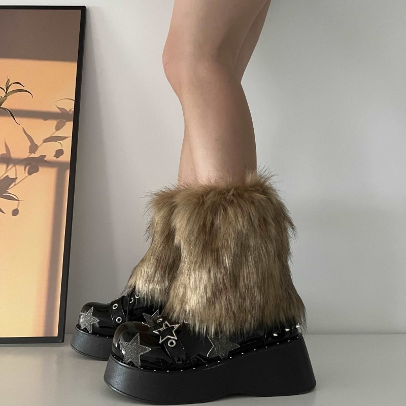 Leg Warmer Women Faux Furs Fuzzy Long Boots Shoes Cuffs Cover Warm Furry Costume