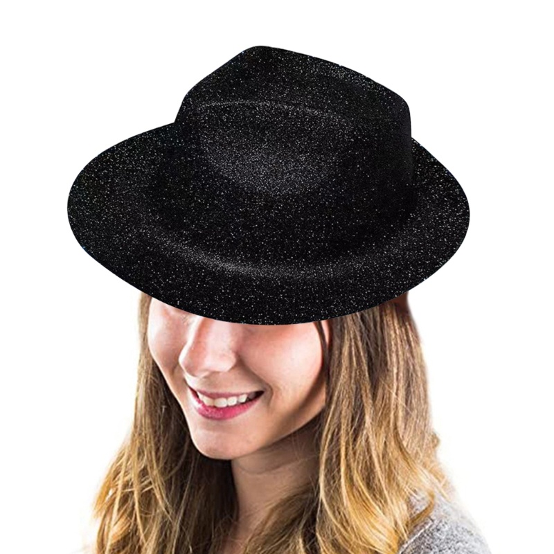 Mũ Fedora nhựa lấp lánh unisex cho người lớn, phong cách trilby - phụ kiện thời trang