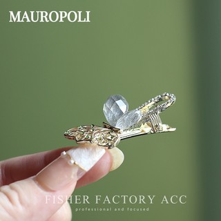 Mauropoli [Sẵn Sàng] Kẹp Tóc Bướm Ngọt Ngào Phụ Kiện Đầu Tiên Pháp Cổ Tích Bên Nổ Kẹp Trán Tóc Gãy Retro Kẹp Tóc