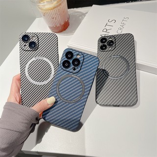 Dành Cho Ốp Sạc Không Dây Cho IPhone 15 14 Plus 13 12 11 Pro Max Bảo Vệ Ống Kính Họa Tiết Sợi Carbon PC Cover T21