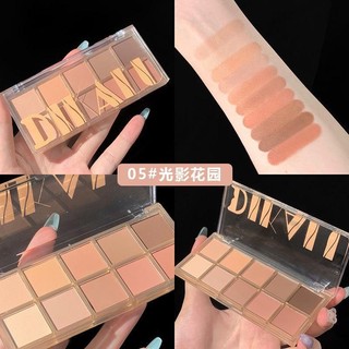 [Tặng kèm cọ] Bảng phấn mắt kèm má tạo khối dạng bột 10 ô DIKALUSONBT Lấp lánh