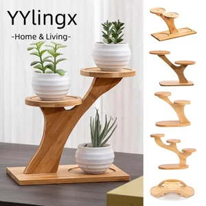 Khay đựng chậu hoa YYLINGX, Giá đỡ chậu hoa bằng gỗ tre nhiều lớp, Giá đỡ cây trang trí nhà cửa ổn định Quà tặng Cây cảnh mọng nước Ban công Sân thượng