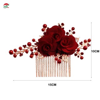 Trang Sức Tóc Cưới Cô Dâu Lược Tóc Ánh Sáng Sang Trọng Màu Đỏ Thanh Lịch Hợp Kim Mũ Đội Đầu