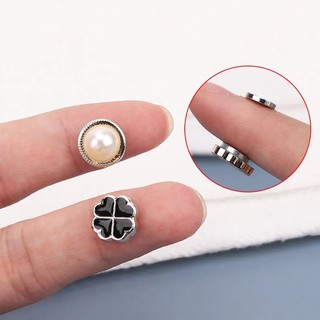 Nút Nam Châm Kim Loại Hình Hoa Trà Đính Ngọc Trai Giả / Kim Cương Giả / Khóa Cài Quần Áo diy Thời Trang Ngăn Chặn Bệnh Thủ Công ac