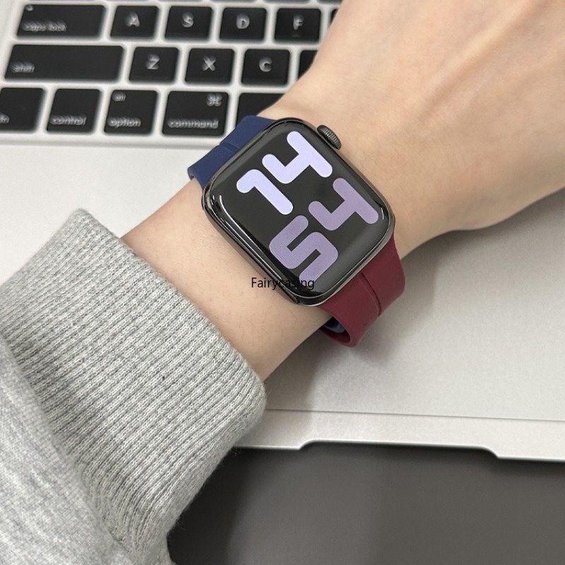 Dây đeo silicon từ tính cho Apple Watch Band 44mm 45mm 49mm 40mm 41mm 42mm 38mm Ultra 3 2 1 Vòng đeo tay thể thao Correa cho iWatch Ultra Series 11 10 9 7 8 Se 6 5 3