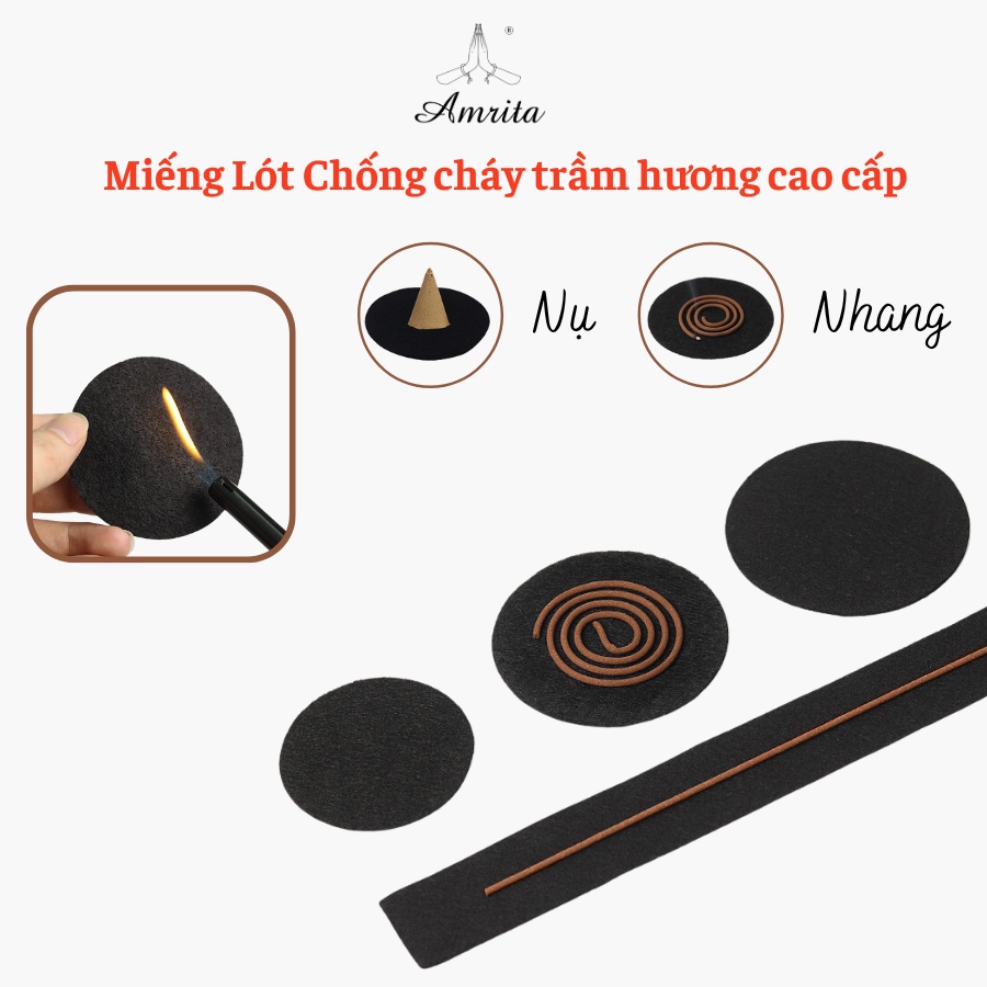 Miếng lót chống cháy lư Gốm TRÒN,DÀI 8cm/12cm/23cm - Phật Giáo Amrita -Amritashop