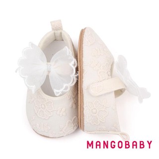Mg-baby Bé Gái Giày Công Chúa Nơ Mềm Hoa Chống Trơn Trượt Đáy Tập Đi Đầu Tiên Giày Tập Đi