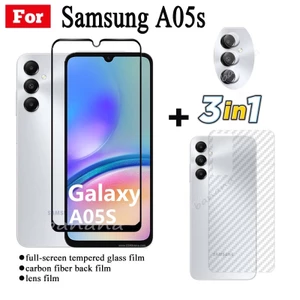 Samsung Galaxy A05S Bảo Vệ Màn Hình 3in1 Full Cover Kính Cường Lực Cho Samsung A05 S A 05S Ống Kính Máy Ảnh Phim Kính Bảo Vệ Điện Thoại