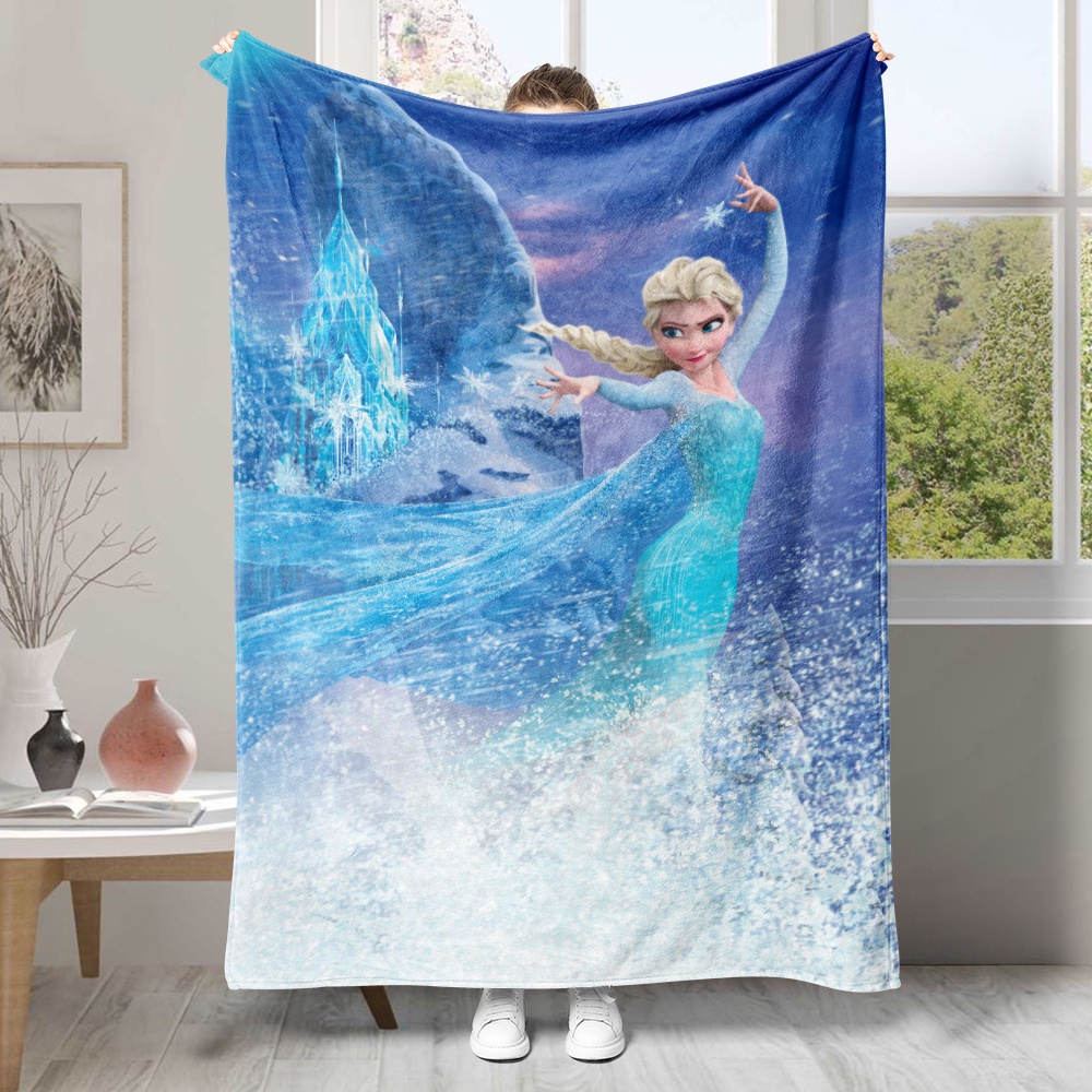 Chăn flannel Điều Hòa Không Khí In Hình anna & elsa Một Mặt Làm Quà Tặng Tốt Nhất Cho Người Lớn Tuổi