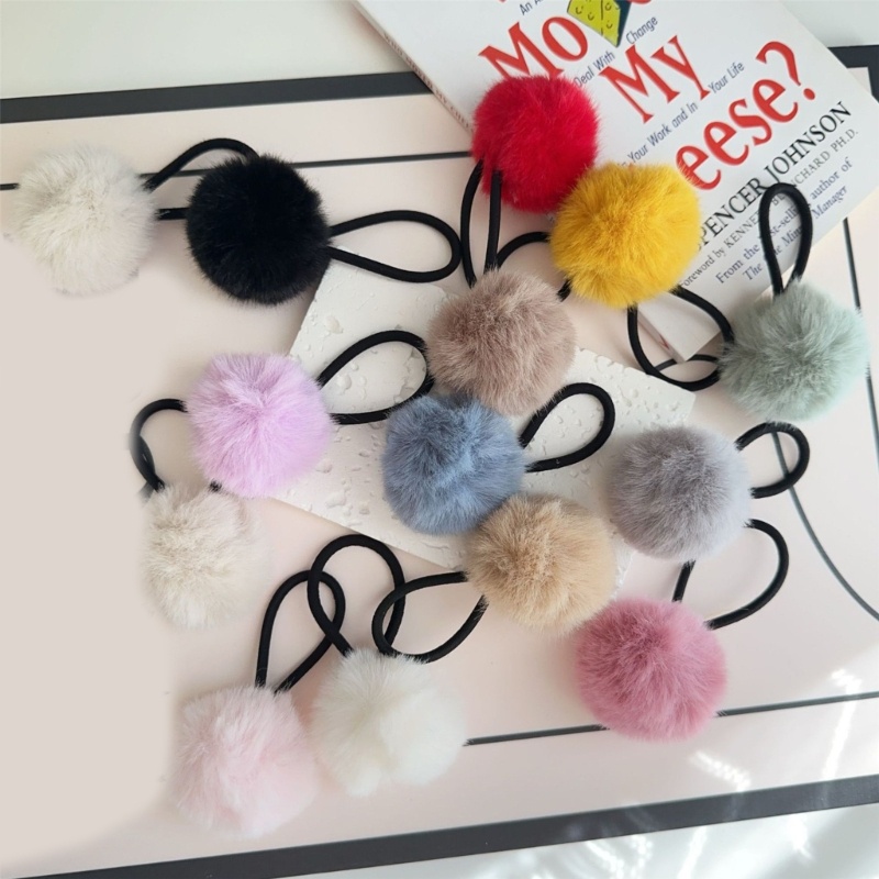 Coo 2 Chiếc Dễ Thương Pompoms Dây Buộc Tóc Cho Nữ Đuôi Ngựa Giá Đỡ Dễ Thương Scrunchies Nhiều Màu Sắc Lông Tóc Dây Buộc Tóc