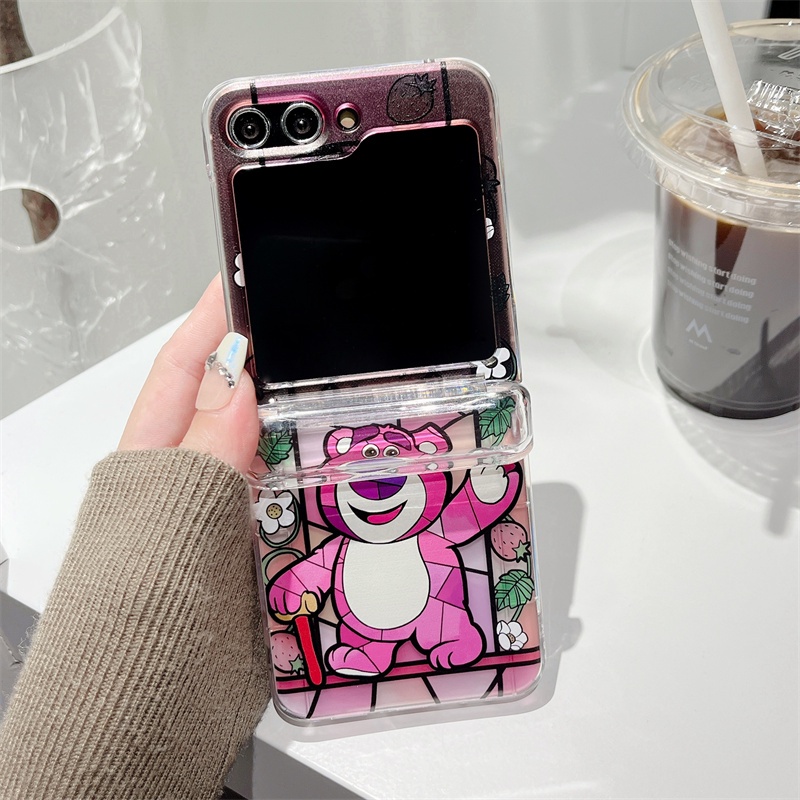 Dễ Thương Ốp Điện Thoại pc Cứng Trong Suốt Chống Sốc Dạng Ví Hình Gấu Cho samsung galaxy z flip 5 z flip 4 z flip 3 5g flip3 flip4 flip5