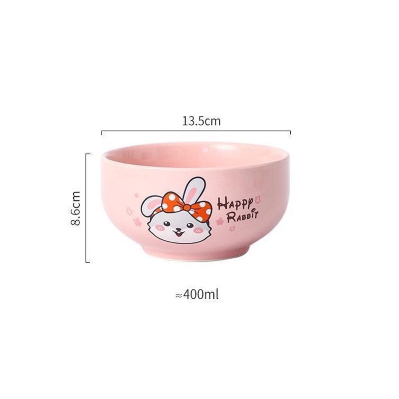 Bát Ăn Cơm Cute Bằng Sứ In Hình Vịt Thỏ Gấu - Chén Ăn Cơm Cho Trẻ Em Hoạt Hình Dễ Thương Phong Cách Hàn Quốc