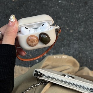 Ốp Vỏ Bảo Vệ Hộp Sạc Tai Nghe bluetooth airpods pro2 pro 1 / 2 / 3 Đính Đá Quý Màu Nâu Đơn Giản Phong Cách Nhật Hàn