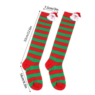 DE Hoạt Hình Ông Già Noel Giáng Sinh Vớ Cho Trẻ Em 6-10Y Tất Trên Đầu Gối Cho Bé Gái Unisex Mùa Đông Tất Sọc