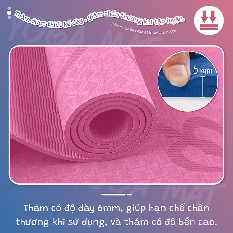 Mô tả BG -Thảm Tặng Túi Tập Yoga Định Tuyến Cao Su TPE 6mm Hút Mồ Hôi Nhanh Cao Cấp - 2
