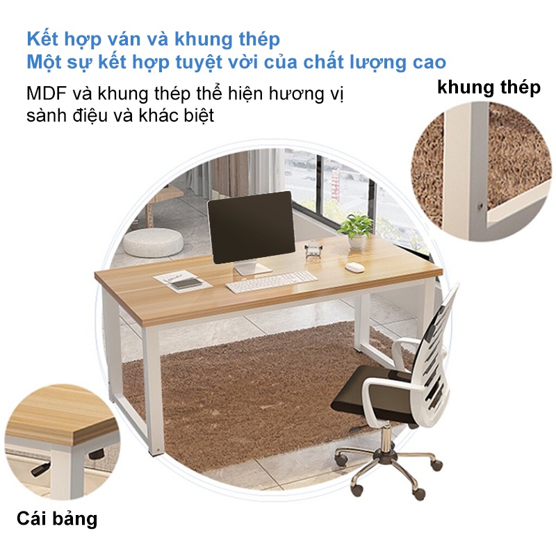 SUNNY Bàn làm việc đa năng bàn học bàn làm việc văn phòng chân sắt có thanh giằng chéo gia cố