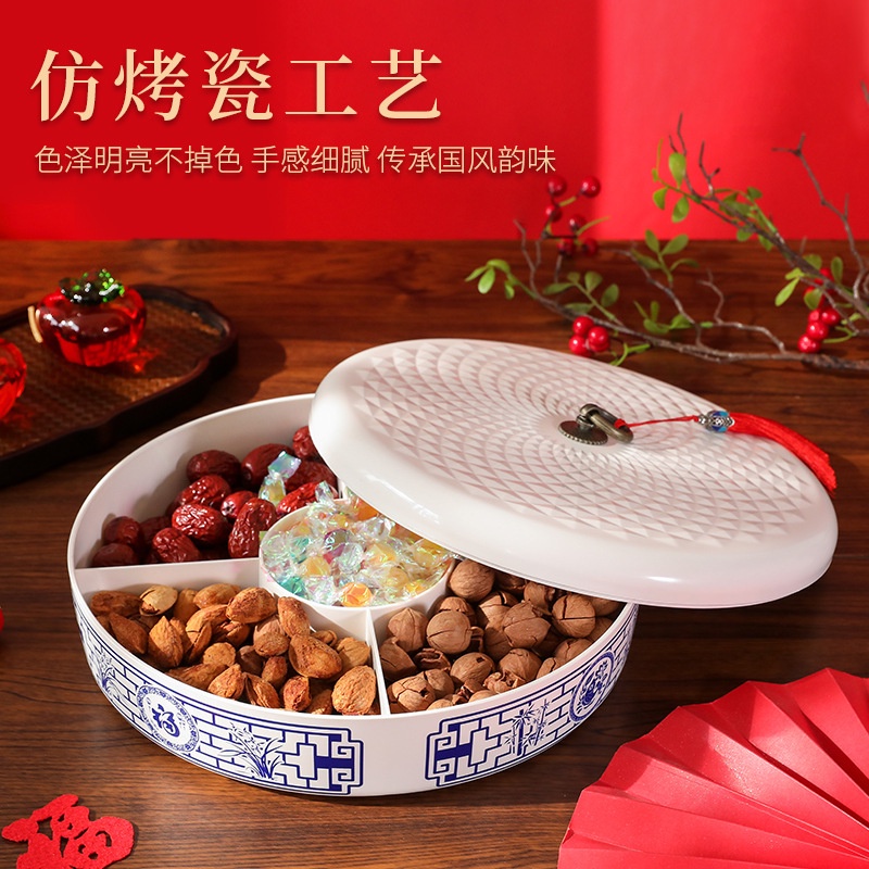 Hộp kẹo Lễ hội mùa xuân Năm mới Đĩa ăn nhẹ Hộp lưu trữ một lớp Hộp kẹo một lớp Màu đỏ Đĩa trái cây khô được phân chia Khay lưu trữ Hộp lưu trữ chống bụi Hộp đựng kẹo màu đỏ