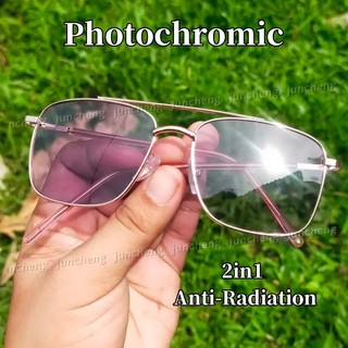 2024 Photochromic Chống Bức Xạ Kính Dành Cho Nữ Kim Loại Kính Mắt Máy Tính Chuyển Đổi Kính Dành Cho Nữ Chống Ánh Sáng Xanh Kính Mắt Bóng Cho Nữ