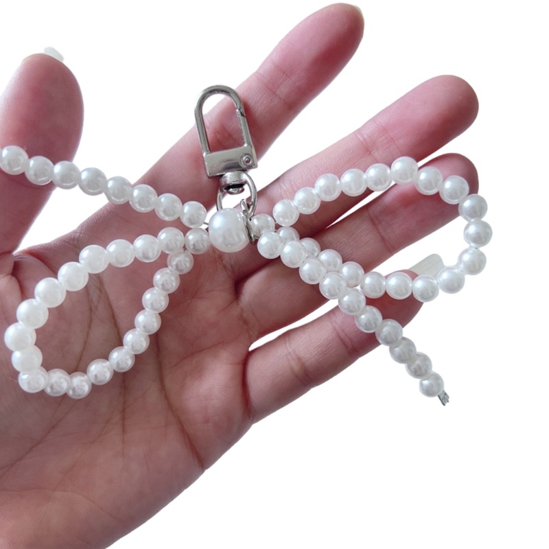 Móc Khóa Trang Trí Túi Xách Hình Nơ Đính Hạt Dễ Thương