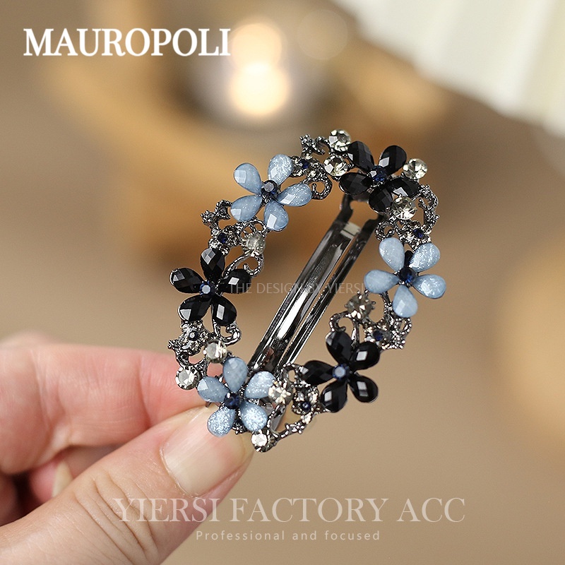 Mauropoli [Sẵn Sàng] Mũ Kẹp Tóc Top Kẹp Tóc Retro Đầu Lưng Tóc Kim Cương Giả Hàn Quốc Rỗng Kim Cương Giả Lò Xo Kẹp