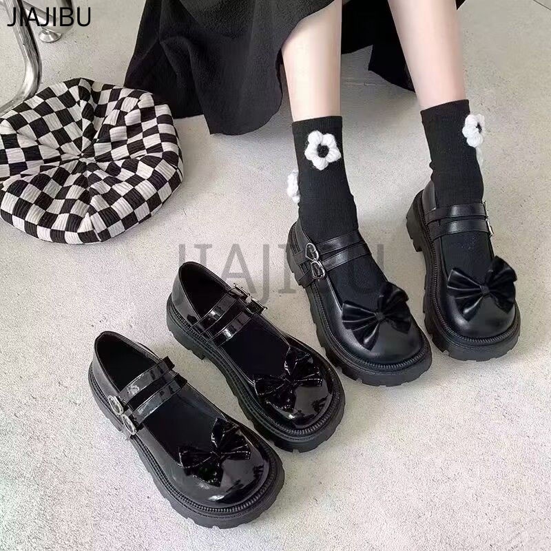 Size 35-46 Giày Nữ Cỡ Lớn Giày Lolita Đồng Phục JK Nhật Bản 45 Korean Fashion Round Toe Platform Mary Jane Shoes 44 Giày Da Cosplay Phong Cách Đại Học 43 Black Doll Shoes 42 Giày Công Chúa Nơ Xinh Xắn Giày Mũi To Chống Trượt Kiểu Pháp Giày Đi Học Màu Đen