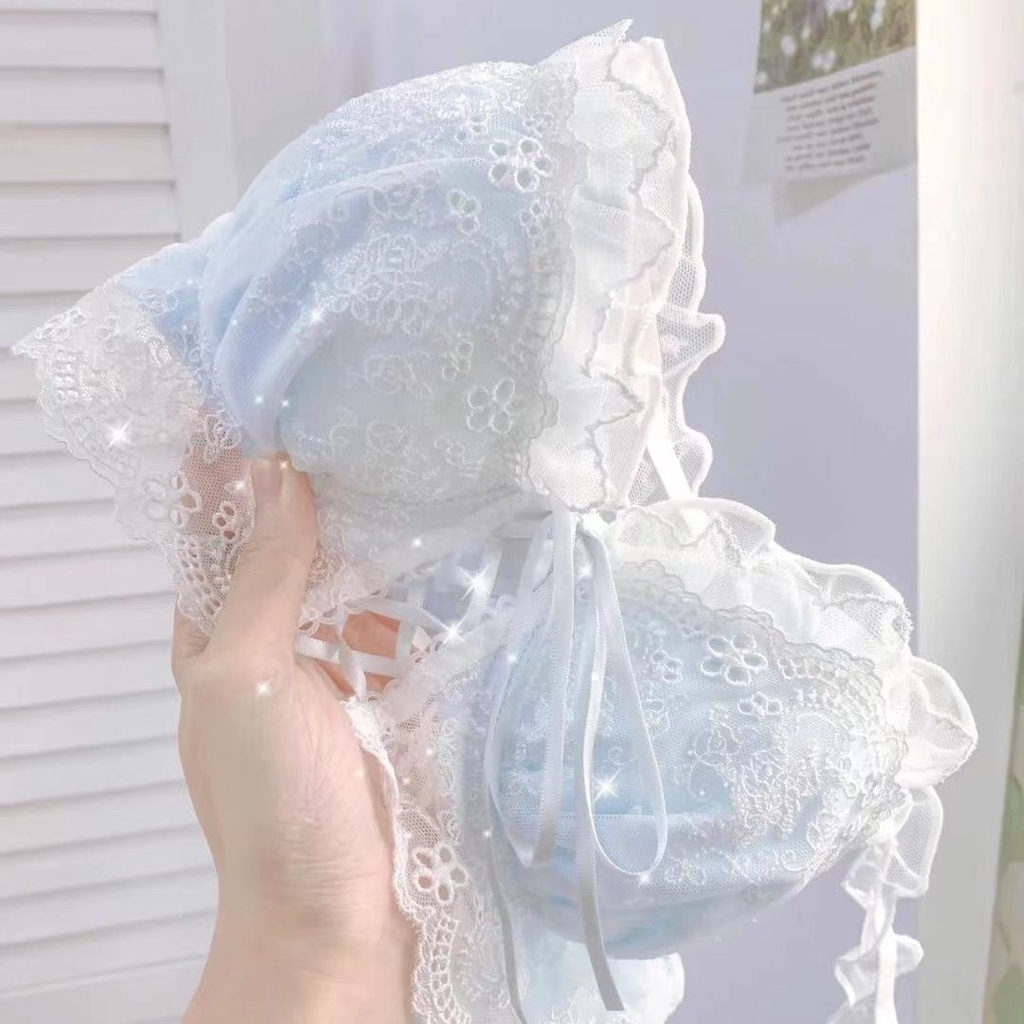 Áo Ngực Không Gọng Phối Dây Ruy Băng Phong Cách Nhật Bản Quyến Rũ Cho Nữ