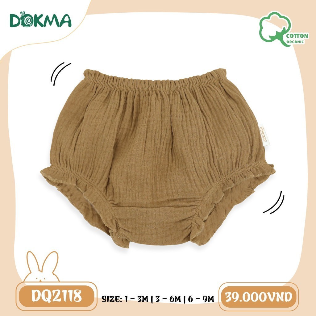 (3-9kg, 1-9M) Quần Đùi Sơ Sinh Dúm Gấu Vải Xô Muslim Cho Bé Dokma Mã DQ2118