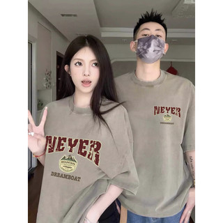 HIIXIIVI Áo thun unisex cotton tay ngắn, cổ tròn, form baggy, in độc đáo, phong cách cặp đôi