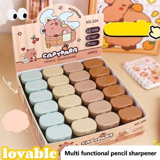 MEGOCE Sinh viên Máy mài bút chì dễ thương, Máy mài bút chì Capybara hoạt hình Mini, Máy mài bút chì cho trẻ em Dụng cụ mài di động hai lỗ