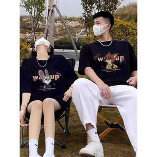 Áo thun cotton unisex cổ tròn tay ngắn, in độc đáo, form baggy cho nam nữ, cặp đôi