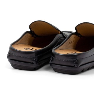 Giày sục nam da bò FTT Leather màu đen họa tiết trơn đơn giản, thanh lịch, thoáng mát F2330