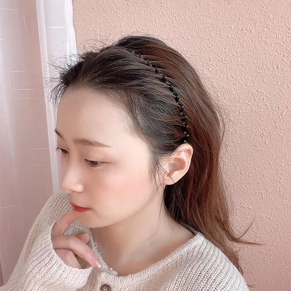 Giá sỉ - Băng đô cài tóc bằng kim loại màu đen hình gợn sóng chống trượt cho cả nam và nữ - FETA