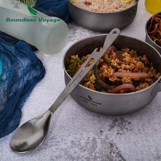 Chuyến đi không giới hạn- Thìa titan có dụng cụ mở nắp chai Cắm trại ngoài trời Flatware Bộ đồ ăn cầm tay siêu nhẹ