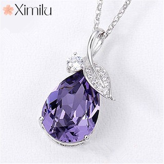 ♥ Dây Chuyền Mặt Hình Giọt Nước Đính Đá Pha Lê Nhiều Màu Đỏ / Xanh Dương / Trắng / Lá Cây necklace