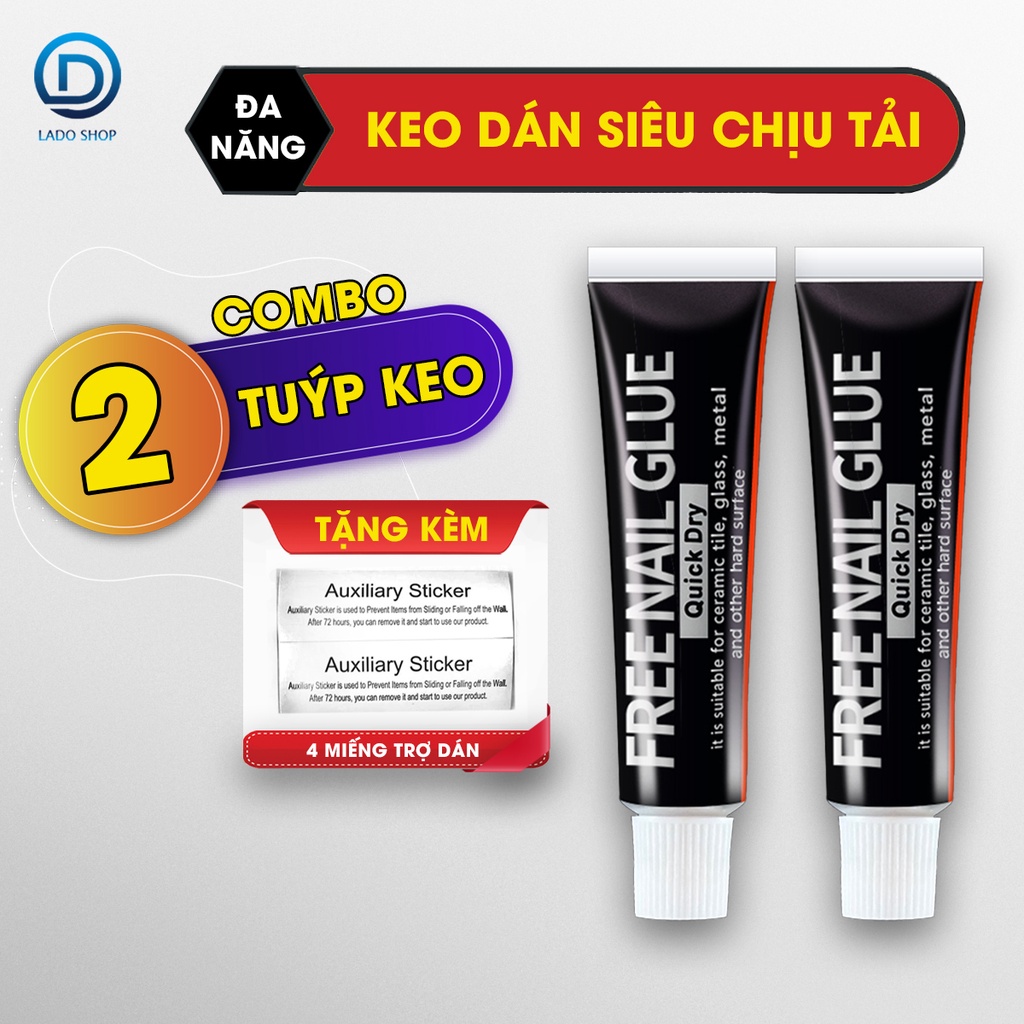 Combo 2 Tuýp Keo Dán Kệ Siêu Dính X517 Loại 12g Tặng Kèm 4 Miếng Trợ