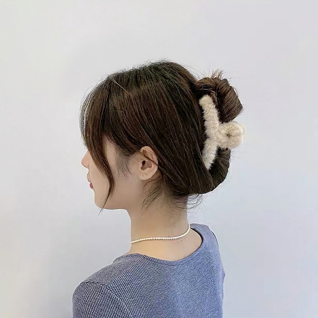 Kẹp tóc lông xù thời trang Hàn Quốc phong cách dễ thương nhiều màu sắc trẻ trung